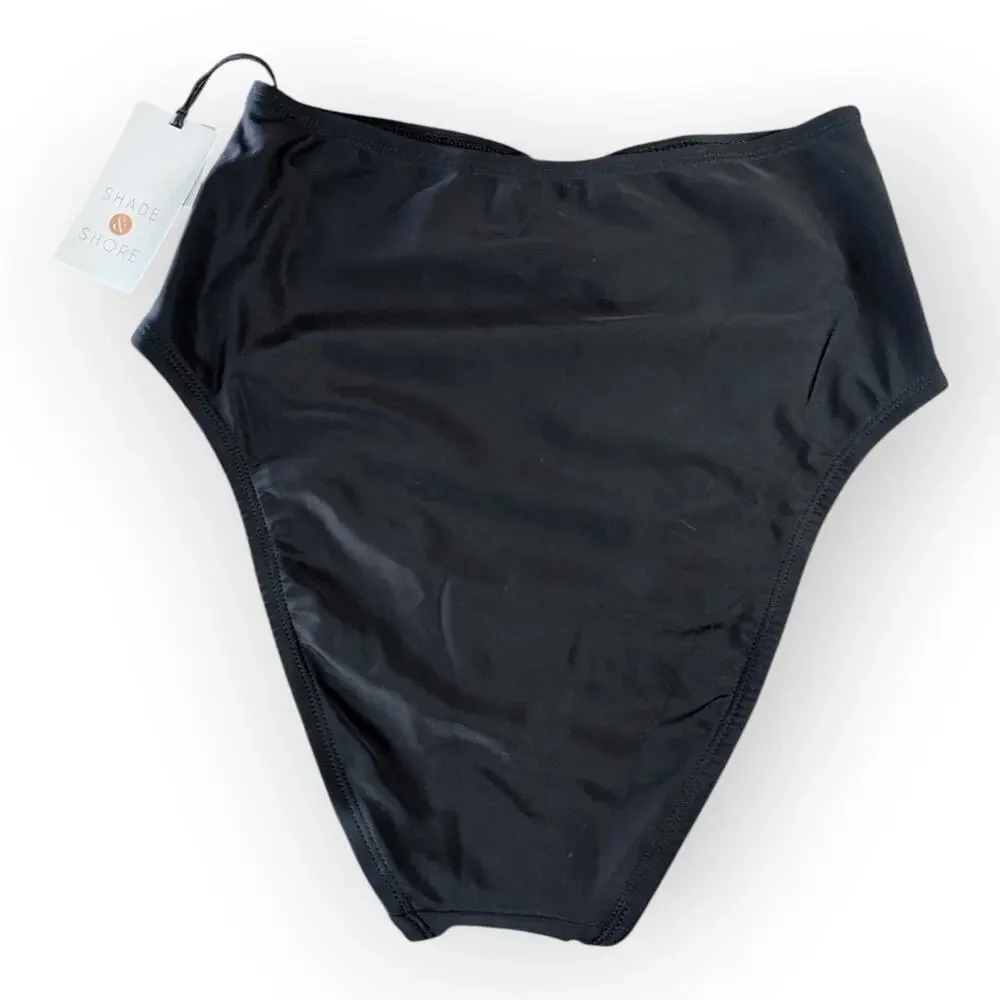 Shade & Shore Black High Waist Cheeky Bikini Bottom Size small